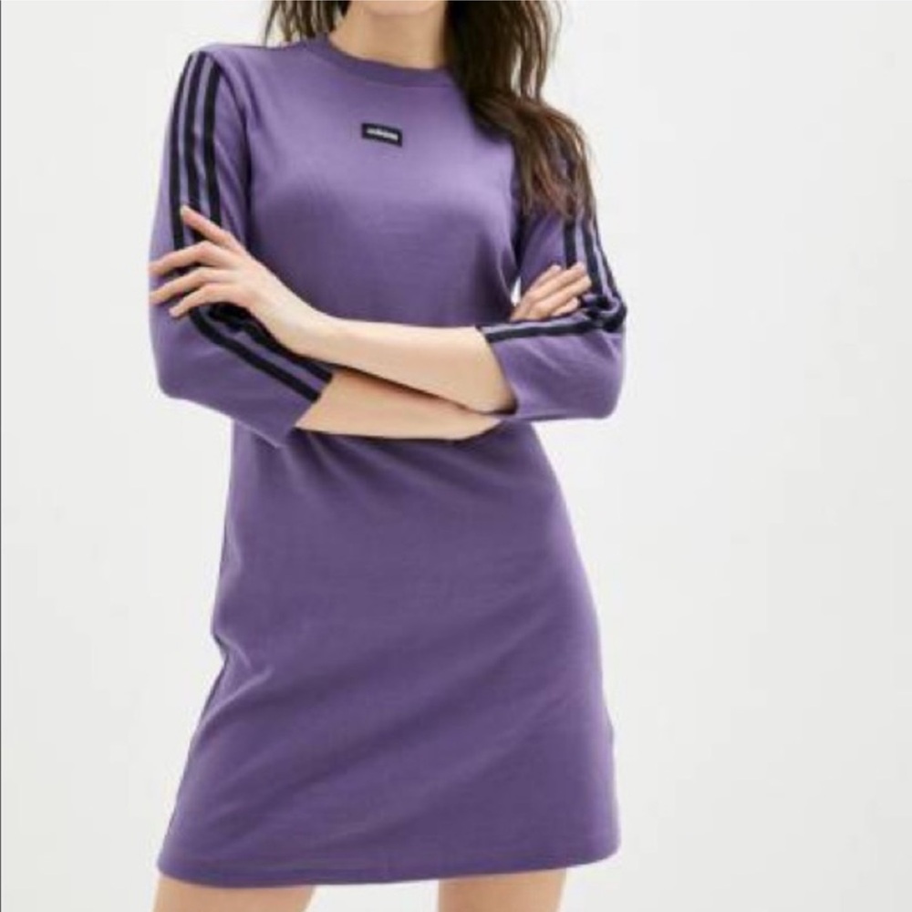 adidas Purple Three-Stripe Knit Dress